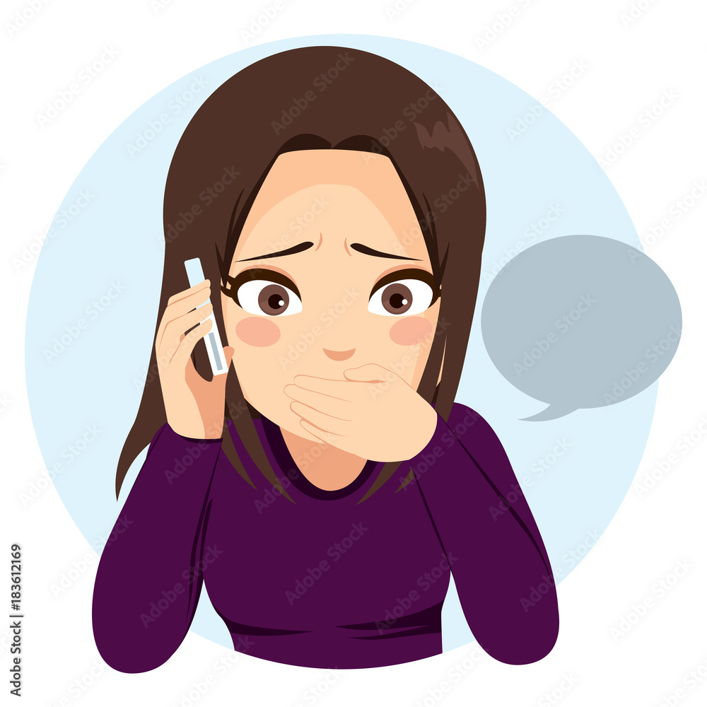 Young teenager girl talking sad and surprised with her phone Young teenager girl talking sad and surprised with her phone