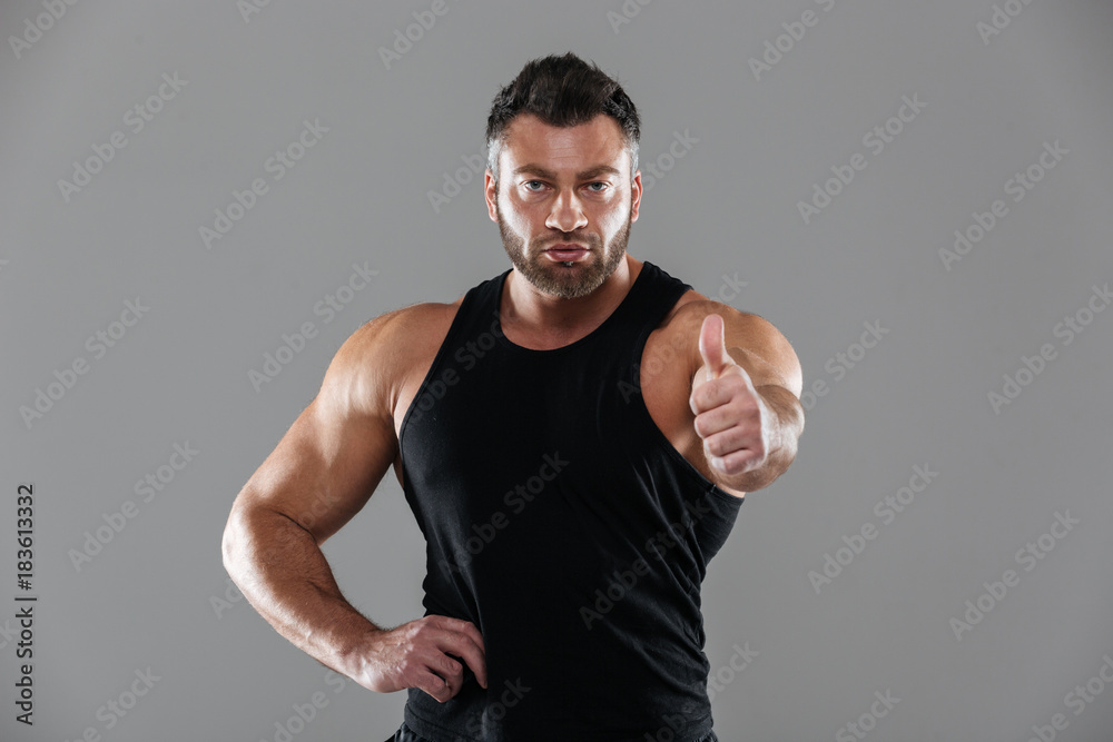 Portrait of a serious strong male bodybuilder Portrait of a serious strong male bodybuilder