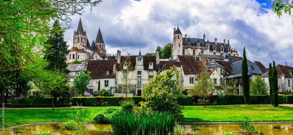 Famous castles of Loire valley - royal residence Loches. France