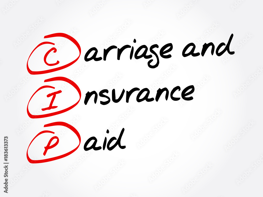 CIP - Carriage and Insurance Paid acronym, business concept background CIP - Carriage and Insurance Paid acronym, business concept background