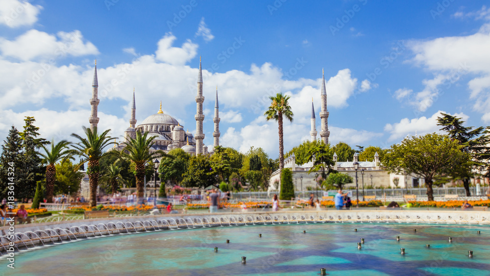 The Blue Mosque or Sultanahmet outdoors in Istanbul city in Turkey