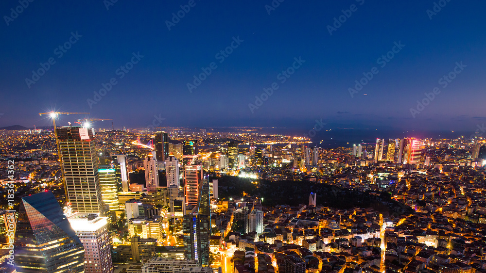 rooftop view of Istanbul cityscape and Golden horn at night