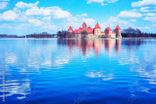 Trakai island castle museum at Galve lake Lithuania