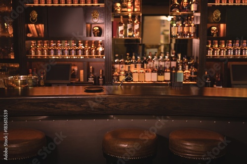 Counter with stool at chocolate bar photo
