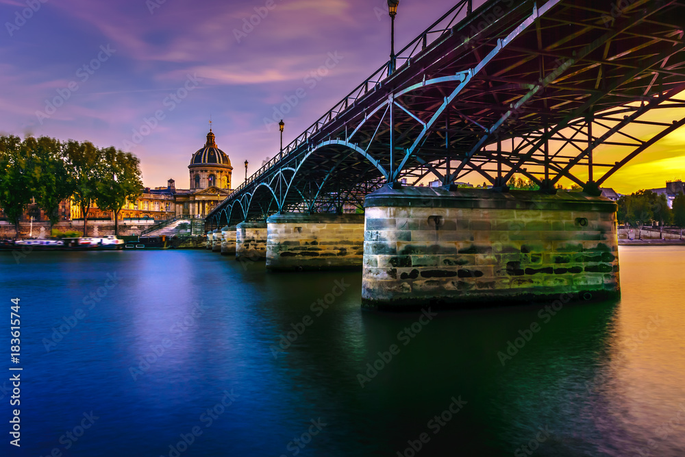 Love Bridge called Pont des Arts on a famous beautiful La Seine river