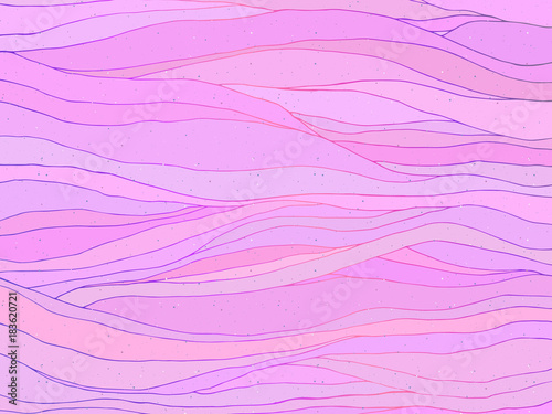 Abstract hand drawn background with pink waves, or hair. Vector illustration.