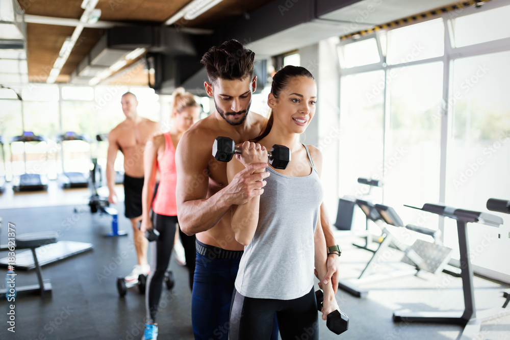 Group of people have workout in gym Group of people have workout in gym