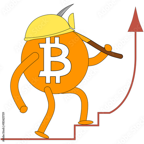 vector bitcoin character and grow up line