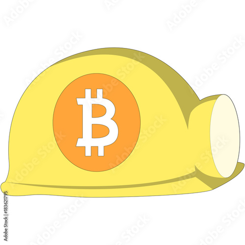 vector miners helmet with bitcoin symbol