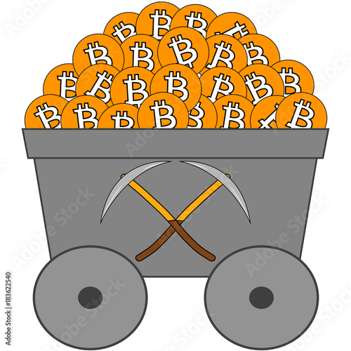 vector mining trolley full of bitcoins