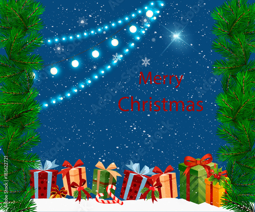 Christmas postcard presents lights