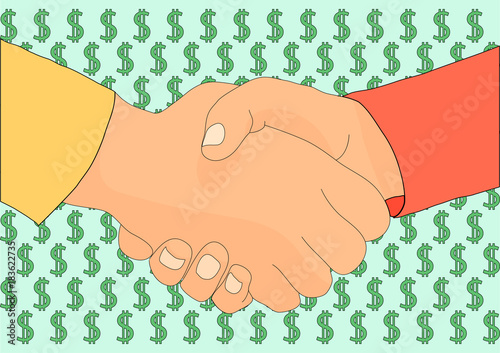 vector handshake and dollar symbol