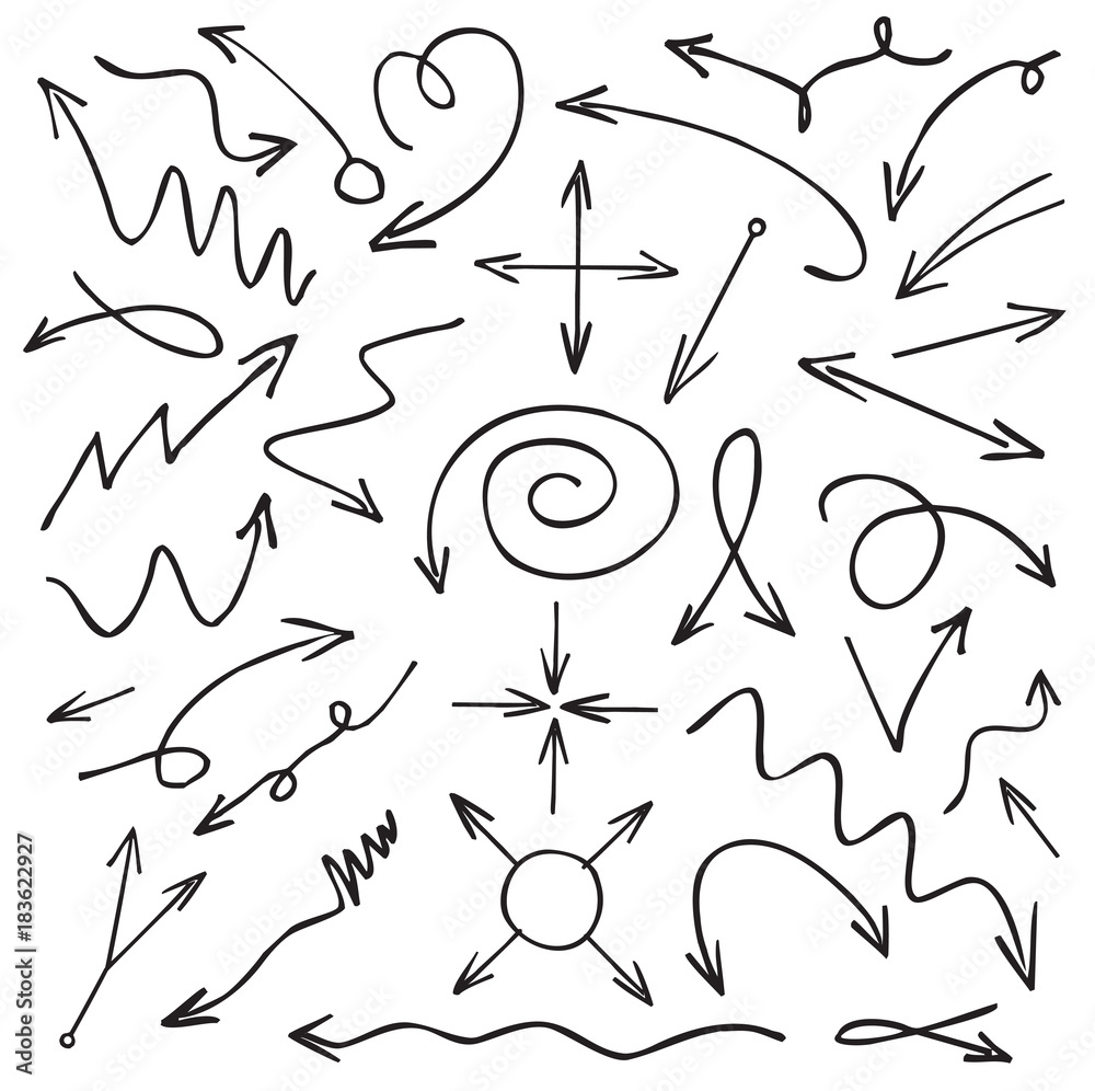Set of black drawing Arrows. Vector Illustration. Set of black drawing Arrows. Vector Illustration.