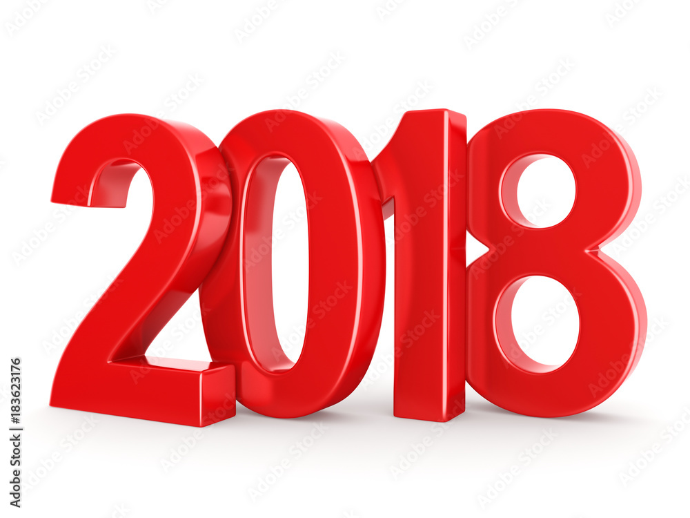 3D rendering 2018 New Year red digits 3D rendering 2018 New Year red digits
