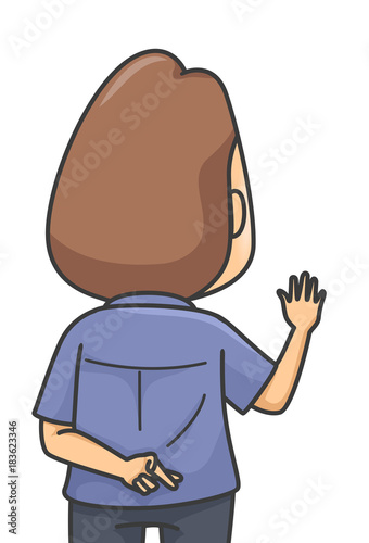 Man Cross Fingers Illustration