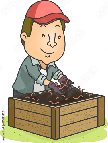Man Vermiculture Illustration