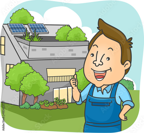 Man Eco House Owner Thumbs Up