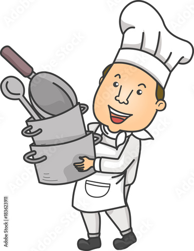 Man Chef Cookware Illustration