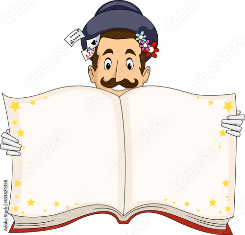 Man Magician Open Book Illu...