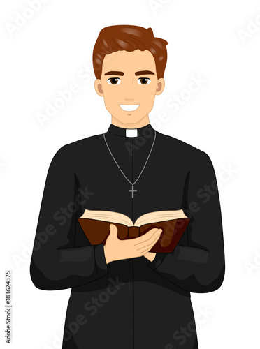 Man Priest Bible Book Illustration