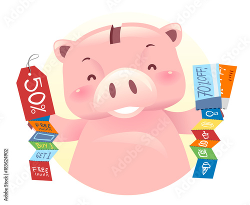 Piggy Bank Robot Mascot Dis...