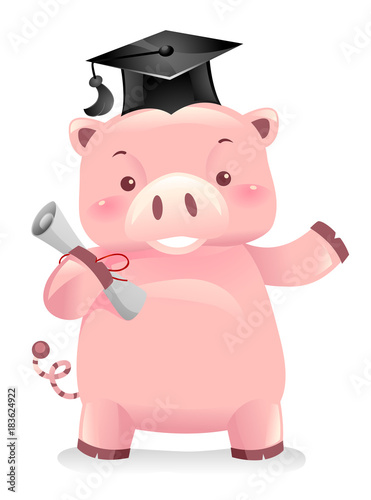 Piggy Bank Robot Mascot Gra...