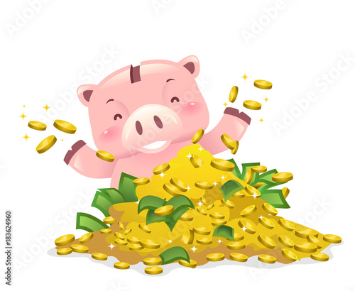 Piggy Bank Robot Mascot Mon...