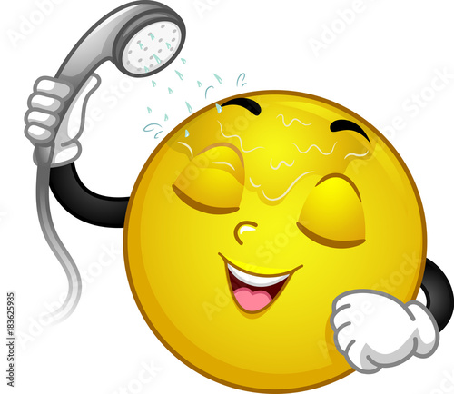 Mascot Smiley Shower Illustration