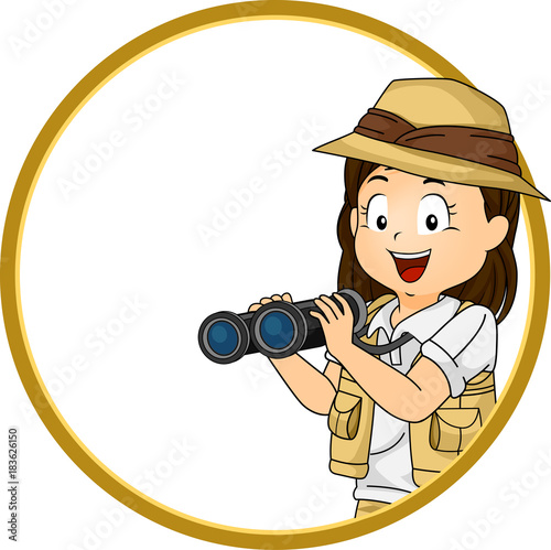 Kid Girl Explorer Frame Illustration