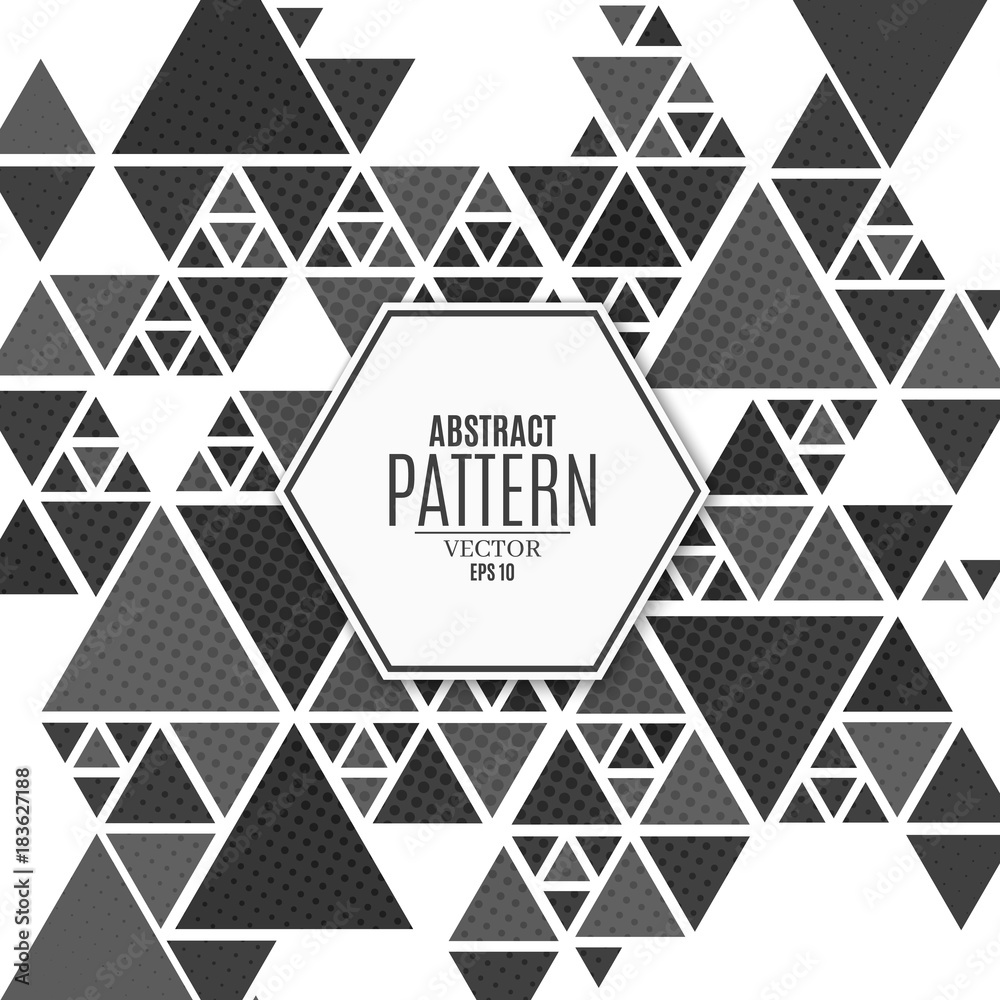 Fototapeta premium Abstract pattern of black triangles on a white background. Background for your project. The effect of halftone. Mosaic of triangles. Vector
