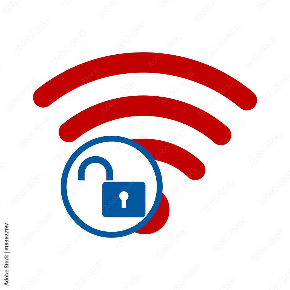 wifi open flat design. red and blue colors wifi open flat design. red and blue colors