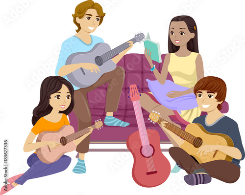 Teens Friends Guitar Jam