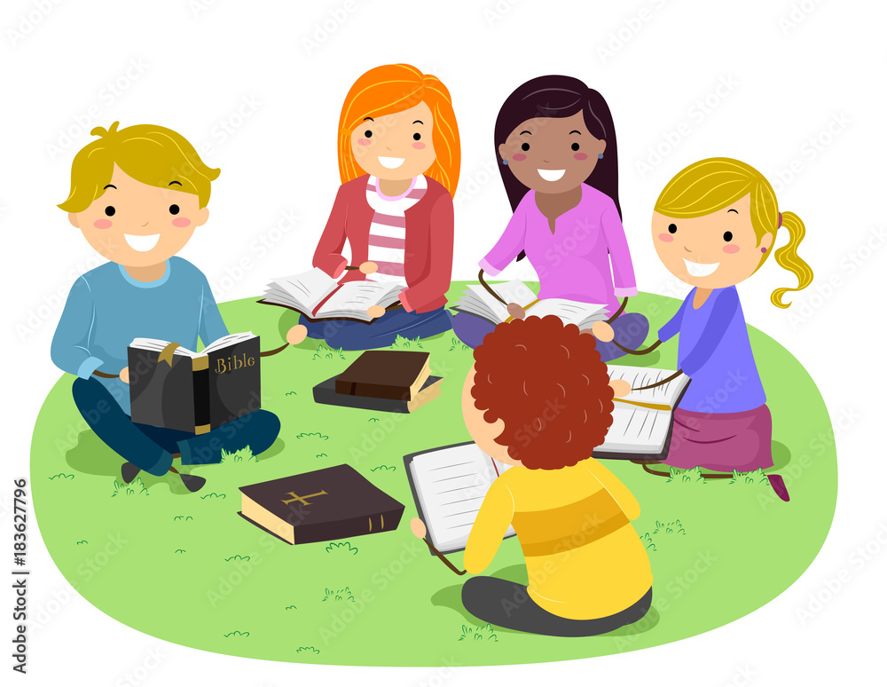 Stickman Teens Bible Study Outdoors Illustration Stickman Teens Bible Study Outdoors Illustration