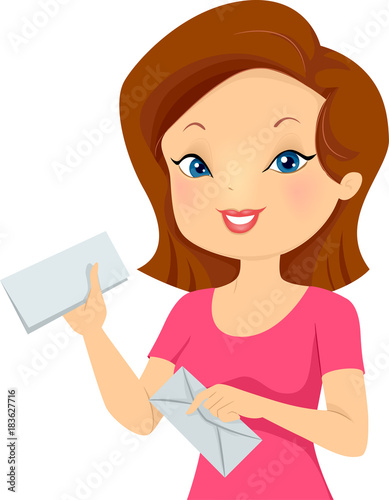 Girl Snail Mail Envelopes Illustration