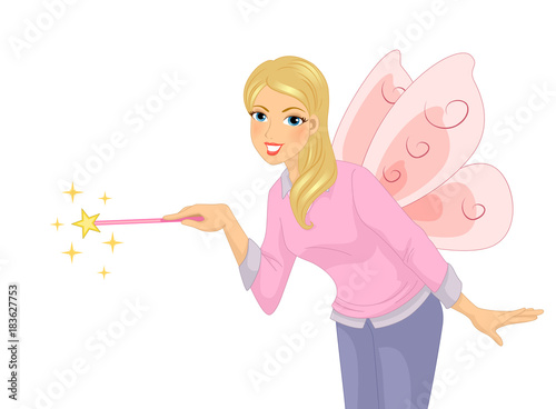 Girl Teacher Wand Fairy Costume Illustration