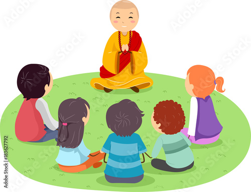 Stickman Teens Monk Outdoors Illustration