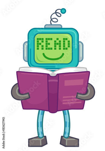 Robot Read Book Illustration