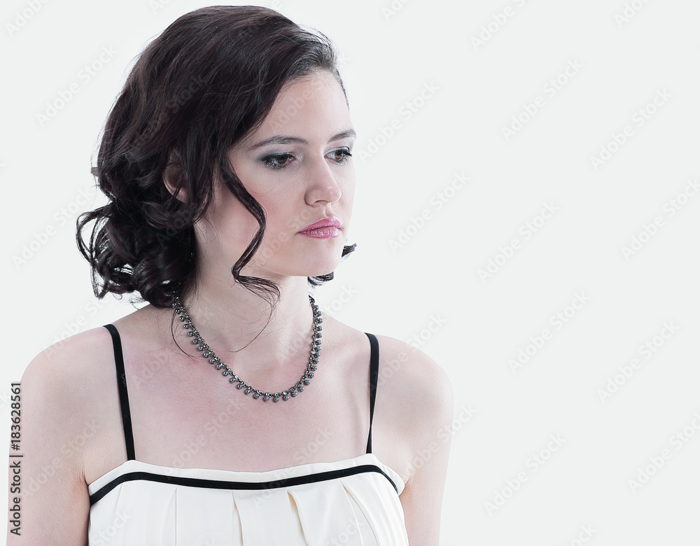 portrait of young stylish modern woman.isolated on white portrait of young stylish modern woman.isolated on white