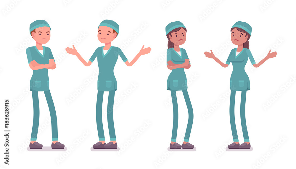 Male and female nurse in negative emotions