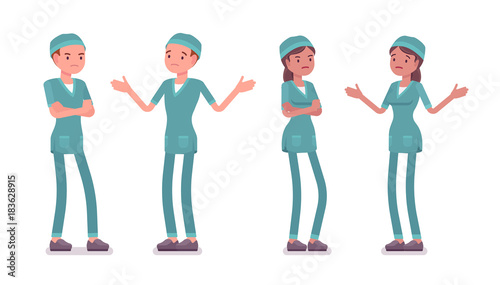 Male and female nurse in negative emotions