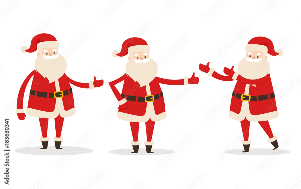 Set of Isolated Santa Clauses Showing Way. Statue Set of Isolated Santa Clauses Showing Way. Statue