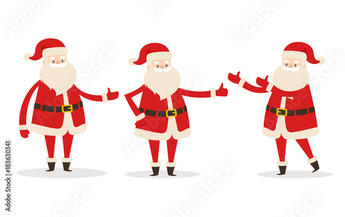 Set of Isolated Santa Clauses Showing Way. Statue