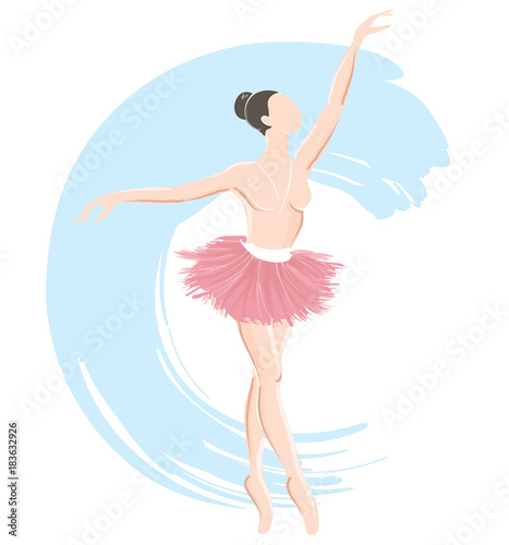 woman ballerina, ballet logo icon for ballet school dance studio vector illustration