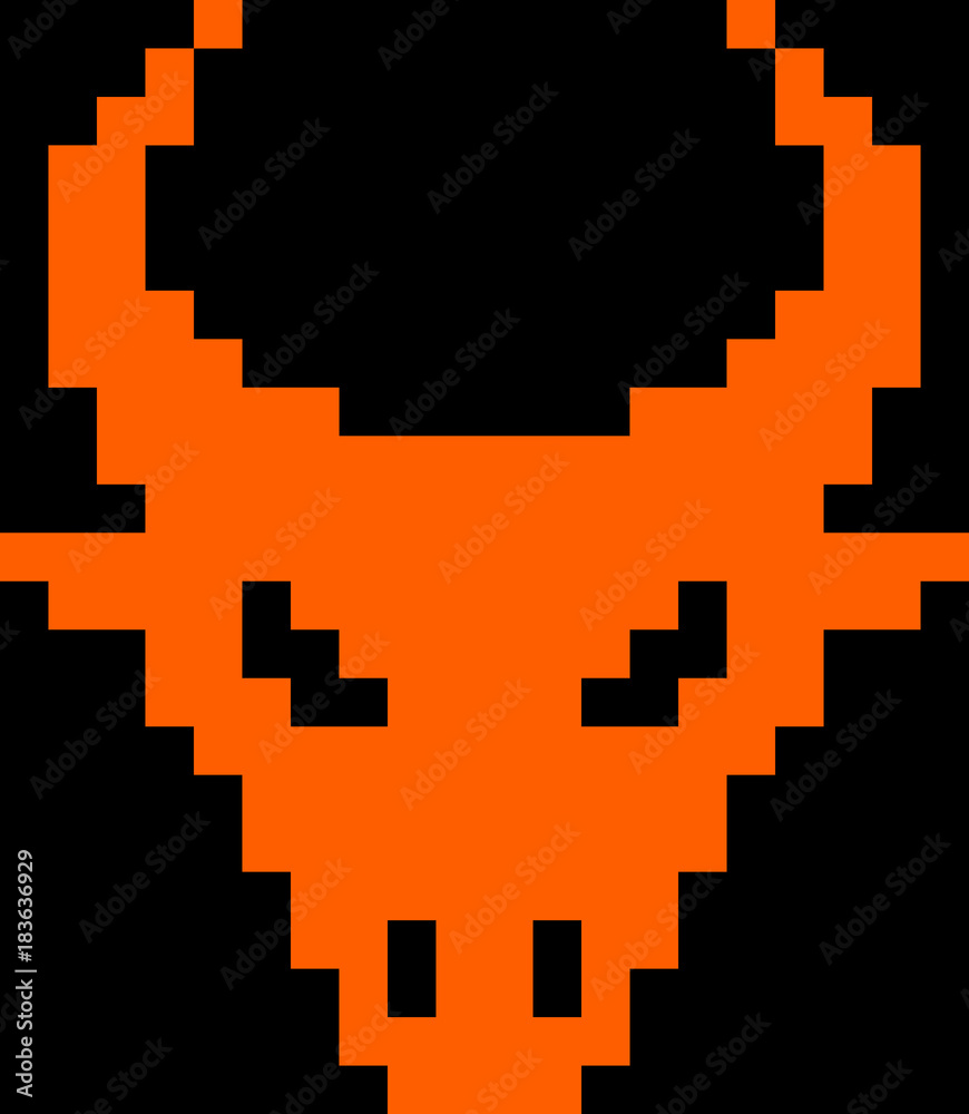 Fototapeta premium Bull or goat icon pixel art