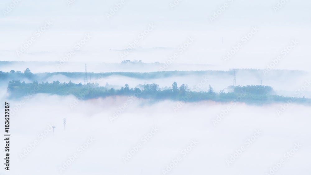 Foggy morning over the city