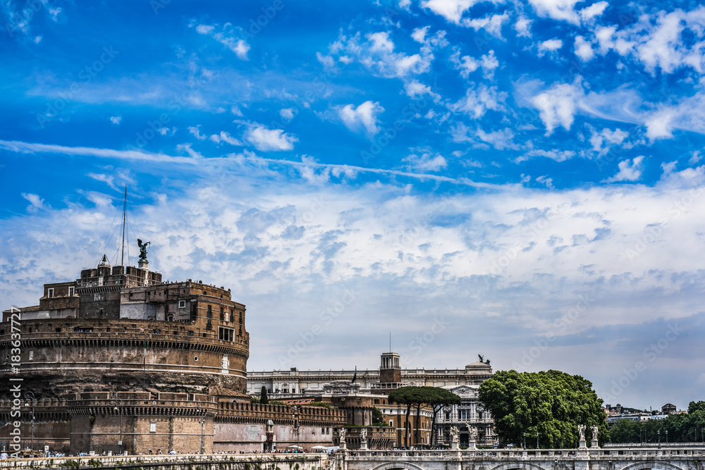 Beautiful picture of Castel sant'Angelo on summer morning, Rome Italy