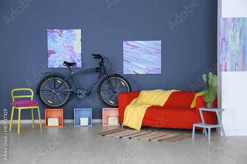 Modern room interior with b...
