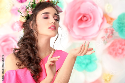 Beautiful young woman with ...