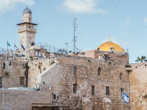 Old Jerusalem holy places with dome of the rock