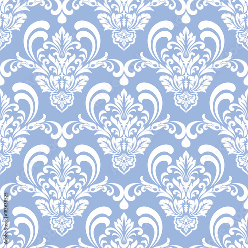 Vector damask seamless pattern background. Classical luxury old fashioned damask ornament  royal victorian seamless texture for wallpapers  textile  wrapping. Exquisite floral baroque template.